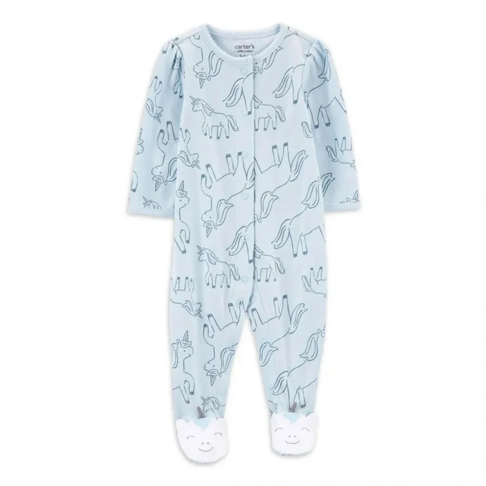 NWT Carter’s Child of Mine Unicorn Footed Sleep N Play 0-3M Blue